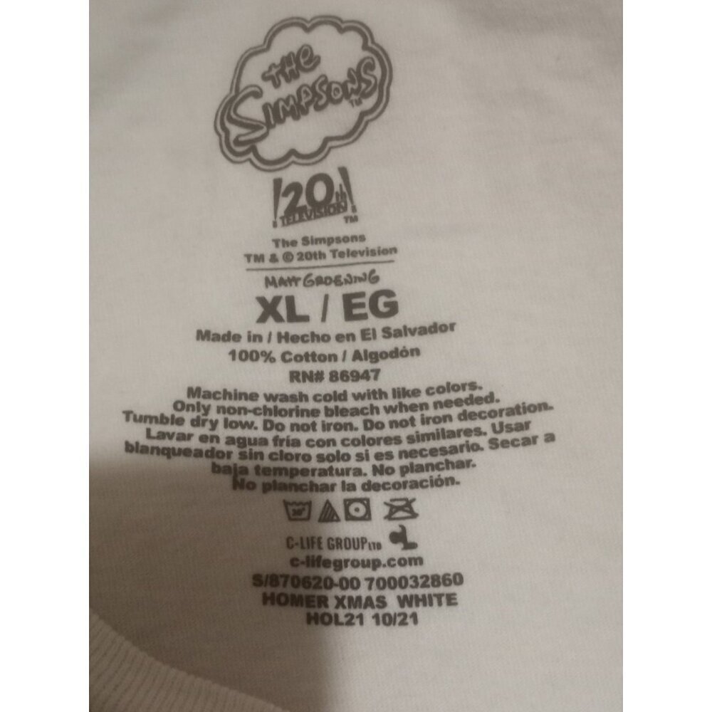 The Simpsons Homer Simpsons " Oh What Fun It Is" Christmas T-Shirt XL White - Picture 9 of 11